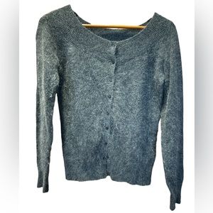 Angora Lambswool Women’s Sweater Medium Quiet Luxury Dainty Gray Plush Parisian